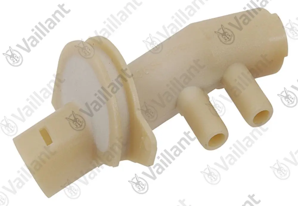 Vaillant-Pitotrohr mit mehreren Anschlussleidungen, das zur Messung von Druckdifferenzen in Heizungsanlagen verwendet wird. Farbton: beige.
